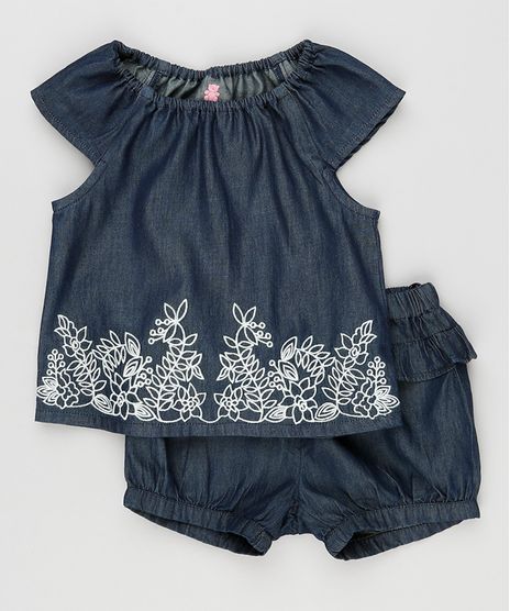 Conjunto-Infantil-Jeans-de-Blusa-com-Bordado-Manga-Curta---Short-com-Babados-Azul-Escuro-8920773-Azul_Escuro_1