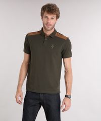 Polo-Masculina-em-Piquet-com-Suede-e-Bordado-Manga-Curta-Verde-Militar-9115129-Verde_Militar_1