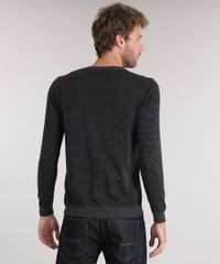 Sueter-Masculino-Listrado-em-Trico-Manga-Longa-Gola-V-Chumbo-8848785-Chumbo_2