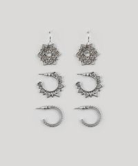Kit-de-3-Brincos-Femininos-Texturizados--Prateado-9029515-Prateado_1