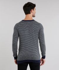 Sueter-Masculino-Listrado-em-Trico-Manga-Longa-Gola-V-Azul-Marinho-8848785-Azul_Marinho_2