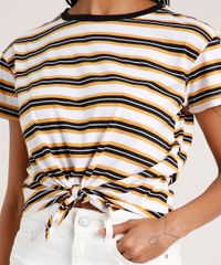 Blusa-Feminina-Cropped-Listrada-com-No-Manga-Curta-Decote-Redondo-Amarelo-Escuro-9465639-Amarelo_Escuro_4