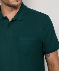Polo-de-Piquet-Masculina-Basica-Comfort-Manga-Curta-Verde-Escuro-1-9536088-Verde_Escuro_1_6