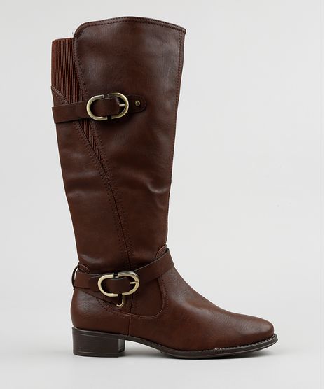 Bota-Montaria-Feminina-Beira-Rio-com-Fivelas-e-Elastico-Marrom-9083660-Marrom_1