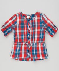 Camisa-Infantil-Xadrez-com-Laco-Manga-Longa-Decote-Redondo-em-Algodao---Sustentavel-Vermelha-8949665-Vermelho_1