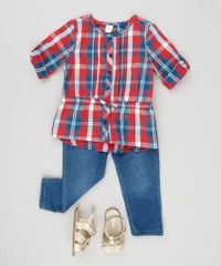 Camisa-Infantil-Xadrez-com-Laco-Manga-Longa-Decote-Redondo-em-Algodao---Sustentavel-Vermelha-8949665-Vermelho_3