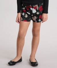 Short-Infantil-Estampado-Floral-com-Cinto-Preto-8911833-Preto_1