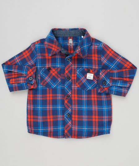 Camisa-Infantil-Xadrez-em-Flanela-Manga-Longa-com-Bolsos-em-Algodao---Sustentavel-Azul-Marinho-8949663-Azul_Marinho_1