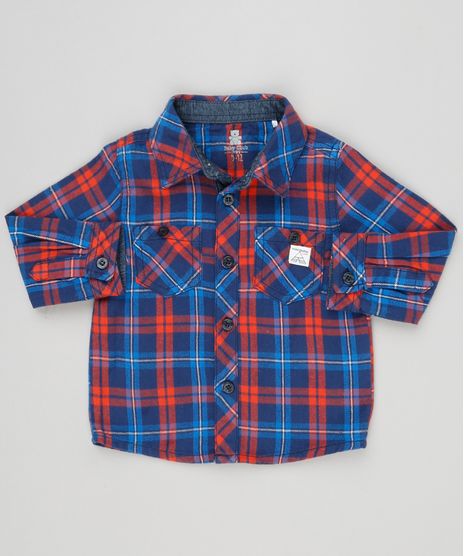 Camisa-Infantil-Xadrez-em-Flanela-Manga-Longa-com-Bolsos-em-Algodao---Sustentavel-Azul-Marinho-8949663-Azul_Marinho_1