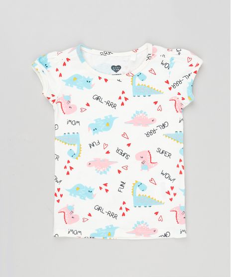 Blusa-Infantil-Estampada-com-Dinossauros-Manga-Curta-Decote-Redondo-em-Algodao---Sustentavel-Off-White-9146402-Off_White_1