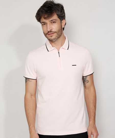 Polo-Masculina-Slim-Texturizada-Favo-com-Ziper-Manga-Curta-Rosa-Claro-9980767-Rosa_Claro_1