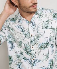 Camisa-Masculina-Tradicional-Estampada-de-Folhagem-Aquarelada-Manga-Curta-Branca-9973863-Branco_4