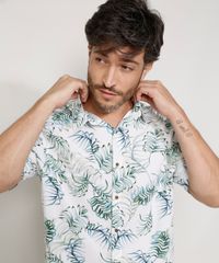 Camisa-Masculina-Tradicional-Estampada-de-Folhagem-Aquarelada-Manga-Curta-Branca-9973863-Branco_5