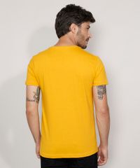 Camiseta-Masculina-Slim-Manga-Curta-com-Bolso-Flocado-Gola-Careca-Amarela-9968278-Amarelo_4