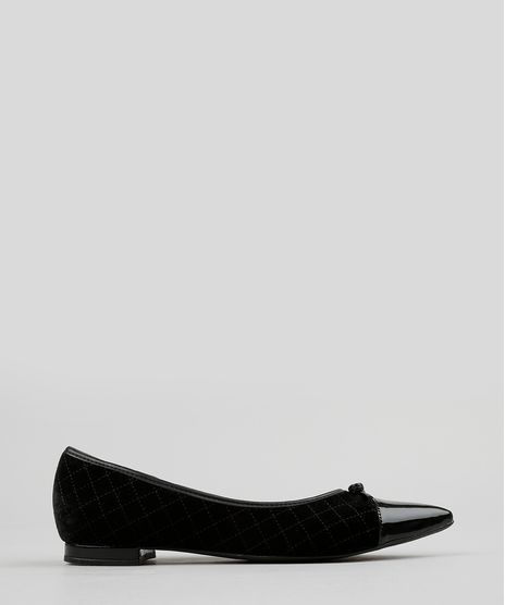 Sapatilha-Feminina-Vizzano-em-Veludo-e-Verniz-com-Laco-Bico-Fino-Preto-9192164-Preto_1
