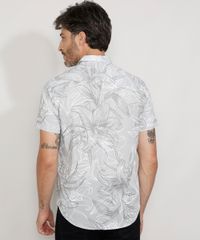 Camisa-Masculina-Tradicional-Estampada-Floral-Manga-Curta-Cinza-Claro-9947670-Cinza_Claro_2
