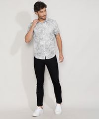 Camisa-Masculina-Tradicional-Estampada-Floral-Manga-Curta-Cinza-Claro-9947670-Cinza_Claro_3