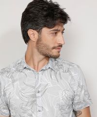 Camisa-Masculina-Tradicional-Estampada-Floral-Manga-Curta-Cinza-Claro-9947670-Cinza_Claro_4