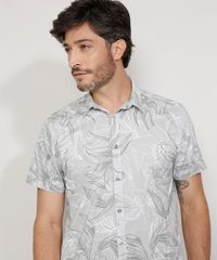 Camisa-Masculina-Tradicional-Estampada-Floral-Manga-Curta-Cinza-Claro-9947670-Cinza_Claro_5