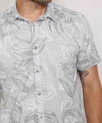 Camisa-Masculina-Tradicional-Estampada-Floral-Manga-Curta-Cinza-Claro-9947670-Cinza_Claro_6
