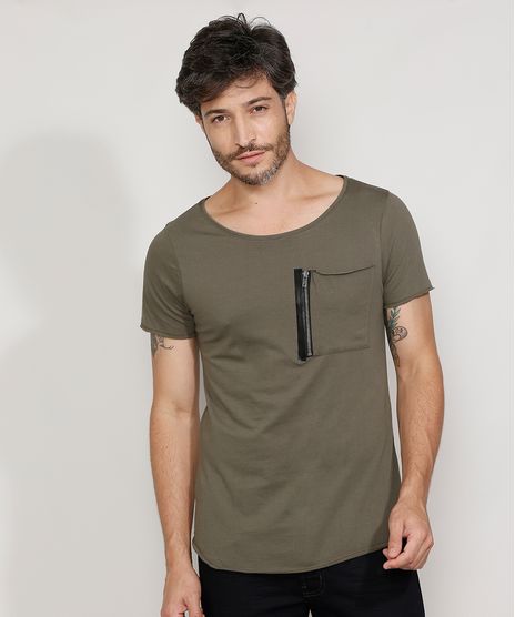 Camiseta-Masculina-Slim-Manga-Curta-com-Bolso-e-Ziper-Gola-Canoa-Verde-Militar-9968295-Verde_Militar_1