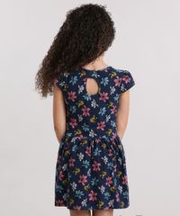 Vestido-Infantil-Estampado-Floral-Manga-Curta-Curto-em-Algodao---Sustentavel-Azul-Marinho-9137997-Azul_Marinho_2