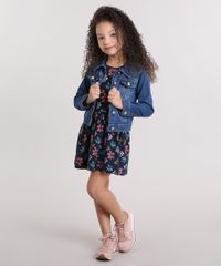 Vestido-Infantil-Estampado-Floral-Manga-Curta-Curto-em-Algodao---Sustentavel-Azul-Marinho-9137997-Azul_Marinho_3