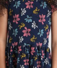 Vestido-Infantil-Estampado-Floral-Manga-Curta-Curto-em-Algodao---Sustentavel-Azul-Marinho-9137997-Azul_Marinho_4