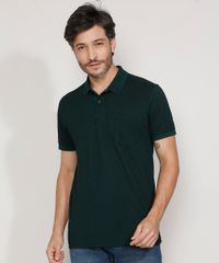 Polo-de-Piquet-Masculina-Tradicional-com-Bolso-Manga-Curta-Verde-Escuro-9965291-Verde_Escuro_1