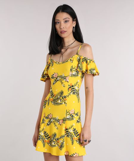 Vestido-Feminino-Open-Shoulder-Estampado-Floral-Curto-Amarelo-9189144-Amarelo_1