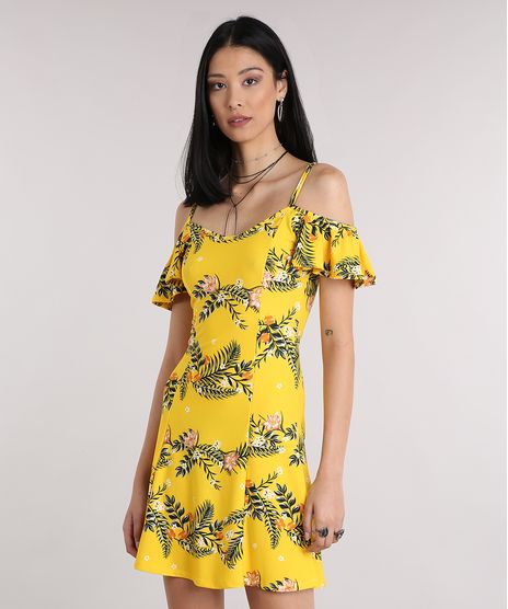 Vestido-Feminino-Open-Shoulder-Estampado-Floral-Curto-Amarelo-9189144-Amarelo_1