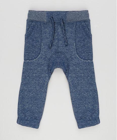 Calca-Infantil-Jogger-em-Moletom-com-Bolso-Elastico-na-Barra-Azul-Marinho-8609249-Azul_Marinho_1