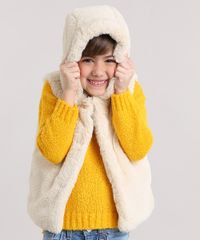 Colete-Infantil-de-Pelo-com-Capuz-Bege-Claro-8906014-Bege_Claro_1