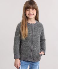 Cardigan-Infantil-em-Trico-Felpudo-com-Paetes-com-Bolsos-Chumbo-8864894-Chumbo_1