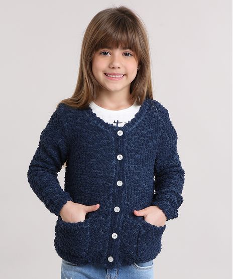 Cardigan-Infantil-em-Trico-Texturizado-Decote-Redondo-Azul-Marinho-8862485-Azul_Marinho_1