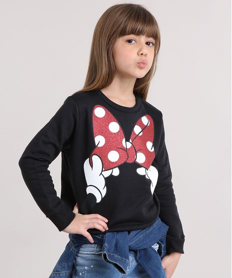 Blusao-Infantil-Minnie-com-Glitter-em-Moletom-Manga-Longa-Decote-Redondo-Preto-9156743-Preto_1