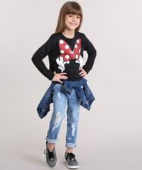 Blusao-Infantil-Minnie-com-Glitter-em-Moletom-Manga-Longa-Decote-Redondo-Preto-9156743-Preto_3