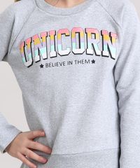 Blusao-Infantil--Unicorn--com-Glitter-em-Moletom-Manga-Longa-Decote-Redondo-em-Algodao---Sustentavel-Cinza-Mescla-9140696-Cinza_Mescla_4