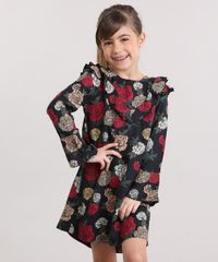 Vestido-Infantil-Floral-com--Babado-Manga-Longa-Sino-e-Decote-Redondo-Preto-8846646-Preto_1