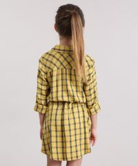 Vestido-Chemise-Infantil-Xadrez-com-Cinto-Amarelo-9170667-Amarelo_2