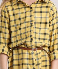 Vestido-Chemise-Infantil-Xadrez-com-Cinto-Amarelo-9170667-Amarelo_4
