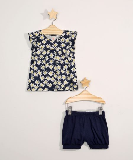 Conjunto-Infantil-Blusa-Manga-Curta-Estampado-Floral---Short-Balone-Azul-Marinho-9970489-Azul_Marinho_1