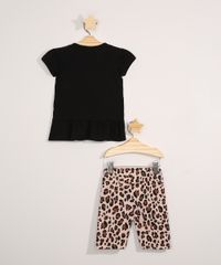 Conjunto-Infantil-Blusa-Manga-Curta-Minnie-Preta---Bermuda-Ciclista-Estampado-Animal-Print-de-Onca-Bege-9980074-Bege_3