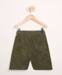 Bermuda-de-Moletom-Infantil-Estampada-de-Folhagens-Verde-Militar-9980587-Verde_Militar_2