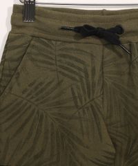 Bermuda-de-Moletom-Infantil-Estampada-de-Folhagens-Verde-Militar-9980587-Verde_Militar_3