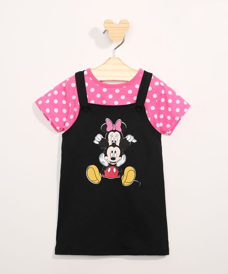 Conjunto-Infantil-Camiseta-Manga-Curta-Estampada-de-Poa---Salopete-Minnie-e-Mickey-Preto-9967580-Preto_1