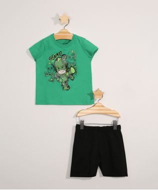 Conjunto-Infantil-Camiseta-Manga-Curta-Lagartixo-PJ-Masks---Bermuda-de-Moletom-Preto-9975697-Preto_1