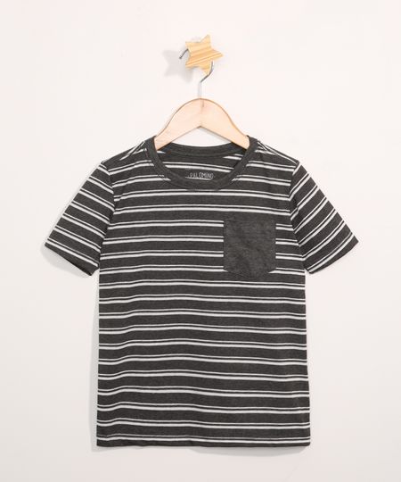 Camiseta-Infantil-Manga-Curta-Listrado-com-Bolso-Cinza-Mescla-Escuro-9980355-Cinza_Mescla_Escuro_1
