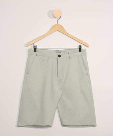 Bermuda-de-Sarja-Masculina-Reta-com-Linho-Verde-Claro-9964274-Verde_Claro_1
