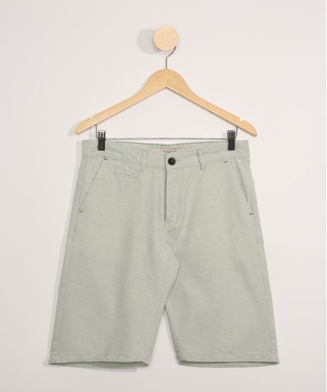 Bermuda-de-Sarja-Masculina-Reta-com-Linho-Verde-Claro-9964274-Verde_Claro_1
